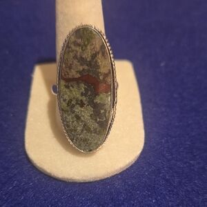 Artisan Silver and Dragon Blood Stone Ring